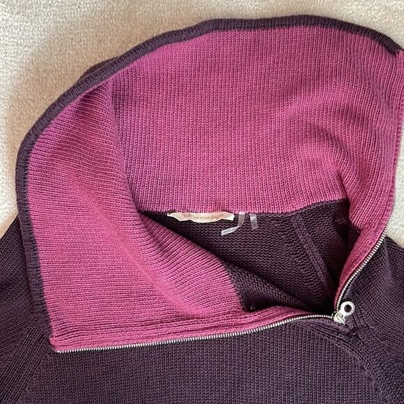 Soft Surroundings Sweater Dress Pockets Funnel Turtleneck Thick Knit Purple Sz S - Picture 13 of 14